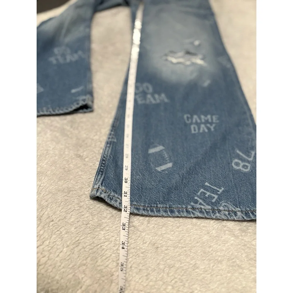 Arizona Jean Co Low Rise Baggy Game Day Ripped Denim Jeans Size 4‎ Wide Leg